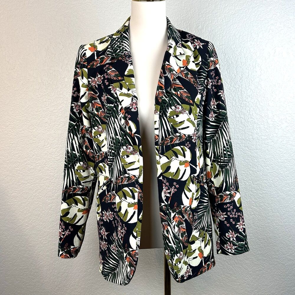 Cynthia Rowley Women's Floral Palm Black Tropical Long Sleeve Size XS